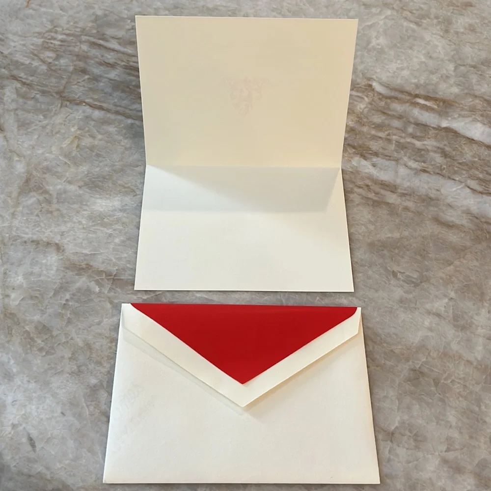 10 Exquisite Engraved Crane's Foldover Valentine's Day Cards - New w/o Box